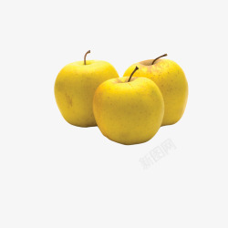 三个黄色的苹果素材