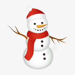 一个雪人一个扁平化红色围巾的雪人矢量图高清图片