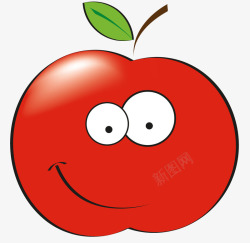 红色卡通笑脸苹果素材