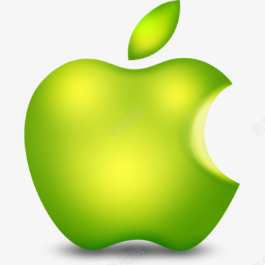 绿色卡通被咬一口的苹果图标图标