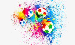 手绘创意足球和颜料喷溅素材