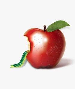 小怪物小青虫苹果上的小青虫高清图片