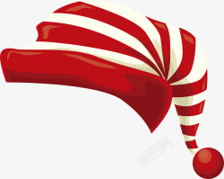 红色冬季线条圣诞帽素材