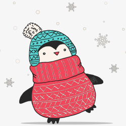 可爱穿着红色毛衣的企鹅矢量图素材