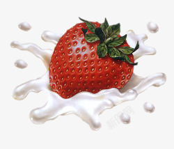 草莓砸到牛奶喷溅效果素材