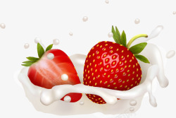 草莓牛奶喷溅素材