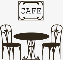 创意黑色咖啡馆桌椅素材