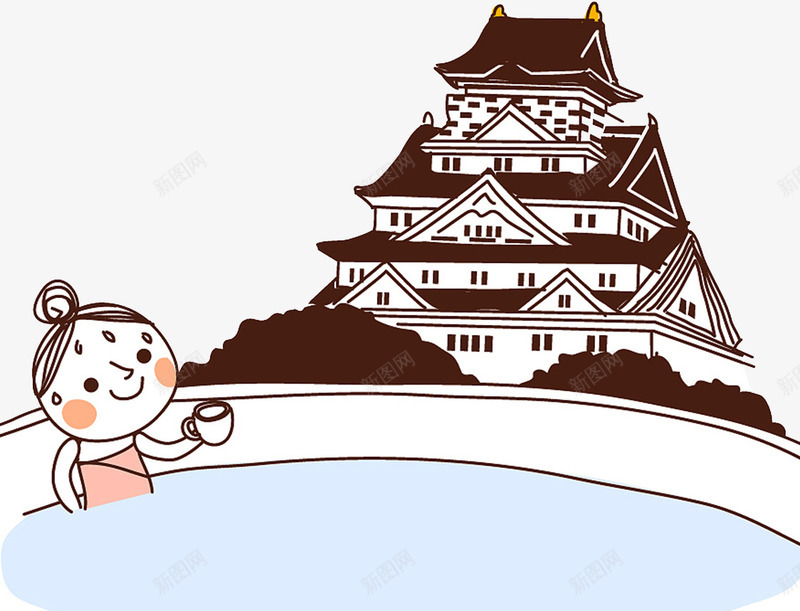 冬季旅游泡温泉海报png免抠素材_88icon https://88icon.com 冬季旅游 出游季 卡通漫画 插画 泡温泉 泡澡 温泉