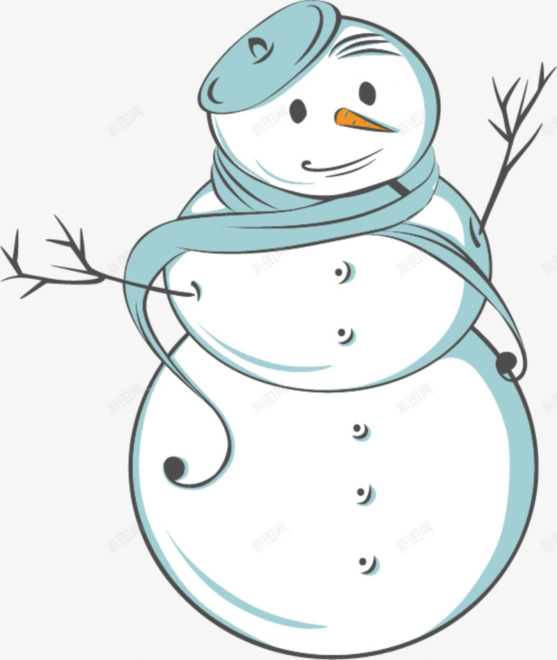 冬季可爱白色雪人png免抠素材_88icon https://88icon.com 冬季雪人 可爱雪人 寒冷 白色雪人 艺术家帽子 蓝色围巾