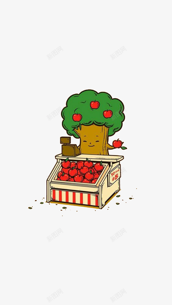 拟人苹果树png免抠素材_88icon https://88icon.com 买苹果 卡通 可爱 手绘 拟人 插画 文艺 水果 清新 苹果树
