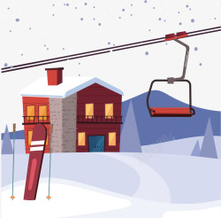 冬季滑雪度假中心矢量图素材