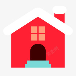 一所扁平化的红色房子矢量图素材