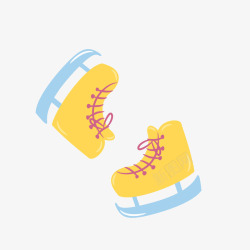 黄色冬季滑雪鞋素材