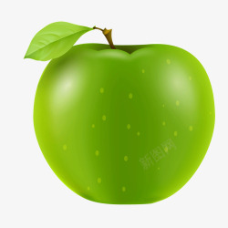 绿色质感水果苹果矢量图素材