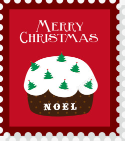 红色圣诞节邮票矢量图素材