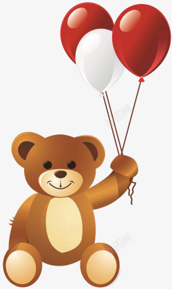 手绘熊爱心气球素材
