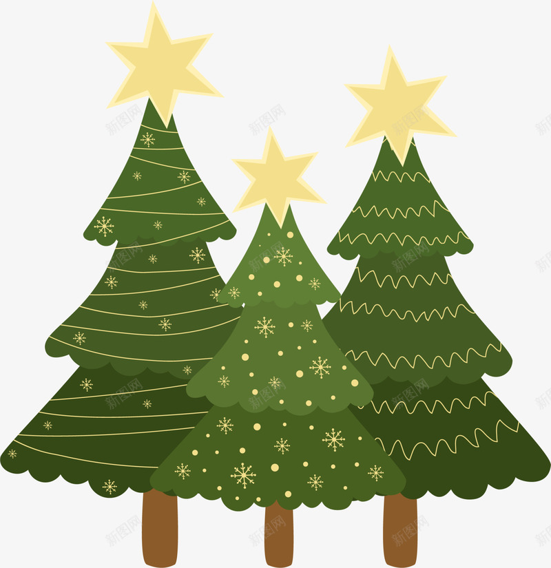 圣诞节绿色圣诞树png免抠素材_88icon https://88icon.com 冬天圣诞树 冬季圣诞树 圣诞节 白色雪子 绿色圣诞树 黄色星星