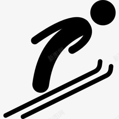 滑雪的剪影图标图标