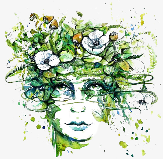 创意喷溅女生头像png免抠素材_88icon https://88icon.com 卡通 喷溅 头像 女生 手绘 插画 水彩 绿色 花朵