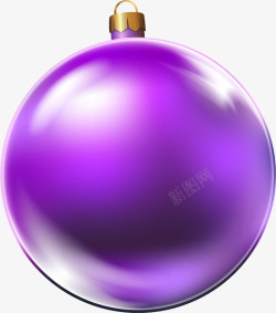 圣诞节紫色吊球装饰素材
