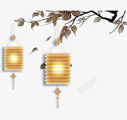 春节黄色灯笼挂饰素材