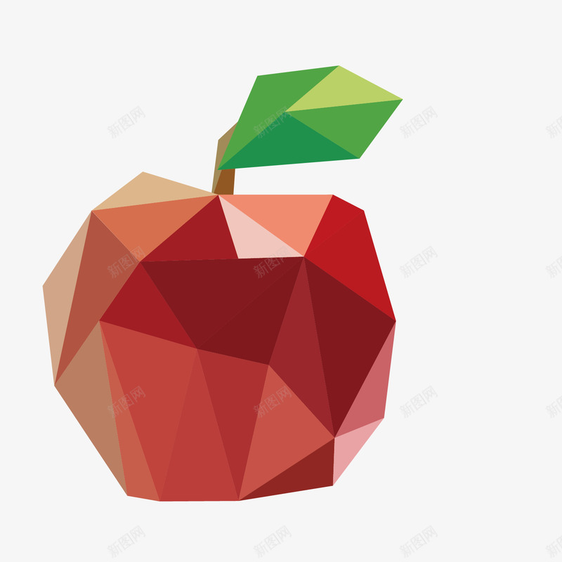 三角形红苹果装饰png免抠素材_88icon https://88icon.com 几何装饰 分块水果 水粉静物 矢量苹果 立体水果 红色 色块层叠