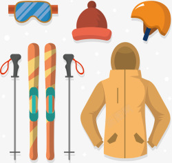 冬季运动滑雪套装矢量图素材