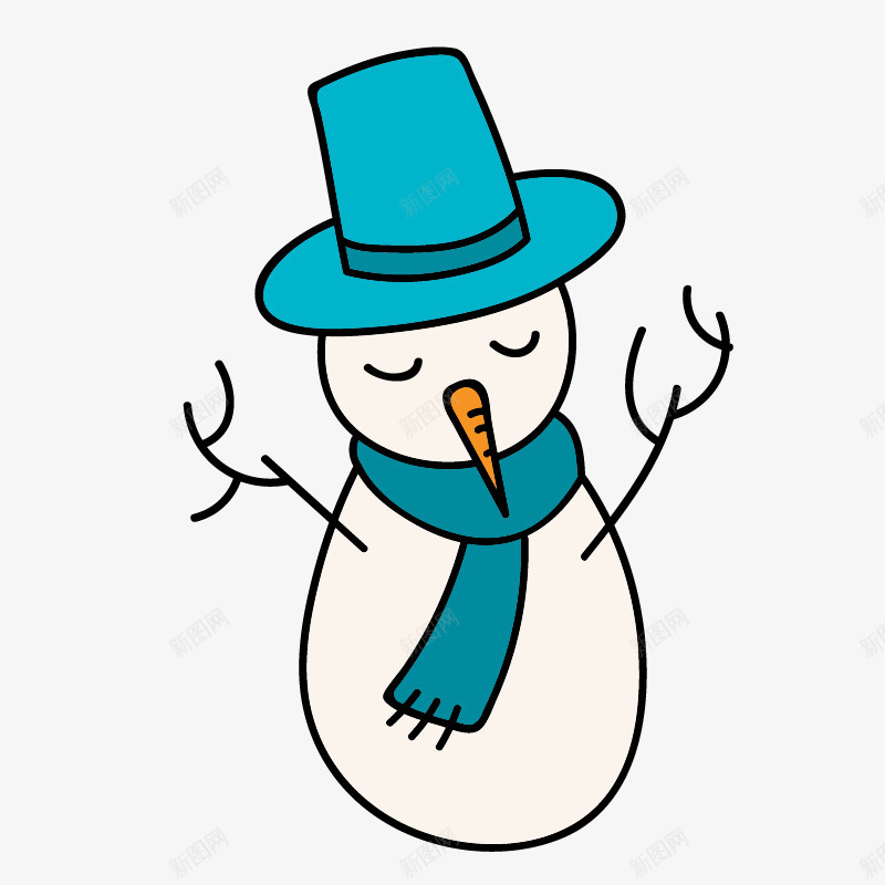 蓝围巾雪人png免抠素材_88icon https://88icon.com 冬季元素 卡通雪人 手绘雪人 矢量雪人