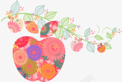 手绘素雅苹果花朵藤蔓装饰图素材