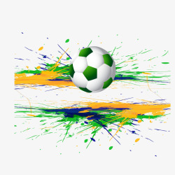 手绘创意足球和喷溅颜料素材