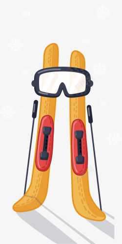 冬季黄色滑雪雪橇竖副矢量图素材