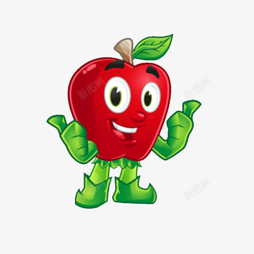 拟人画苹果png免抠素材_88icon https://88icon.com 水果 瓜果 红色 苹果