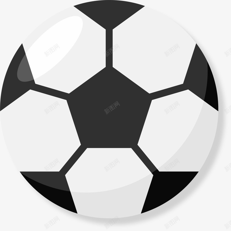 黑白色块足球案png免抠素材_88icon https://88icon.com 卡通 矢量图案 装饰 足球 运动 黑白色块