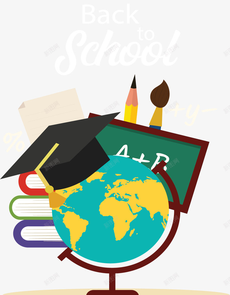 开学季卡通地球仪矢量图ai免抠素材_88icon https://88icon.com 卡通地球仪 地球仪 开学 开学啦 开学季 矢量png 矢量图