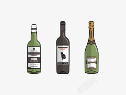 手绘红酒瓶素材