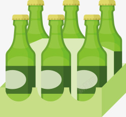 一箱绿色啤酒矢量图素材