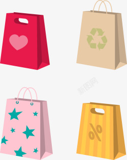 环保购物袋矢量图素材