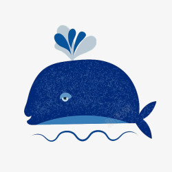 蓝色扁平手绘鲸素材
