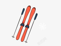 滑雪滑冰冬季玩耍卡通素材