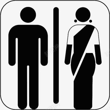简约黑色性别男女卫生间符号图标图标