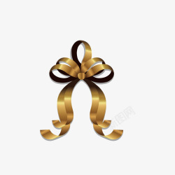 手绘金色蝴蝶结丝带装饰素材