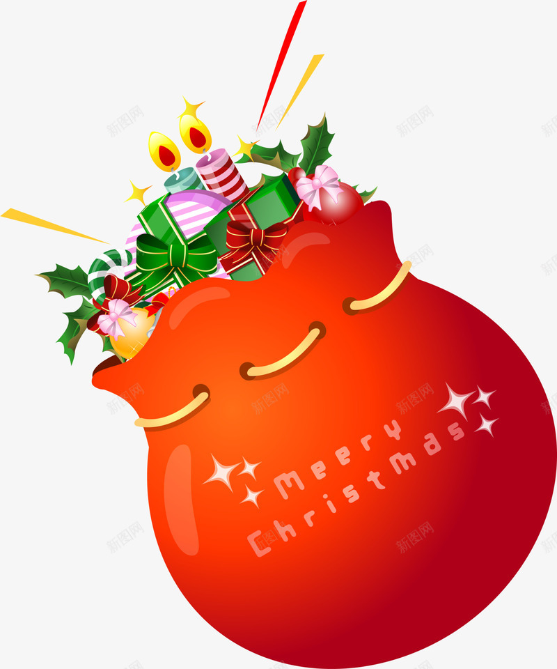 卡通圣诞节礼物袋子png免抠素材_88icon https://88icon.com Christma Christmas Merry 圣诞快乐 圣诞节 礼品袋 礼物袋 装饰图案