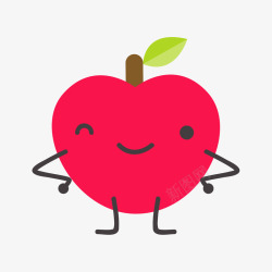 红色得意的苹果水果表情矢量图素材