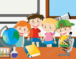 教科书插图孩子们在学校上课高清图片