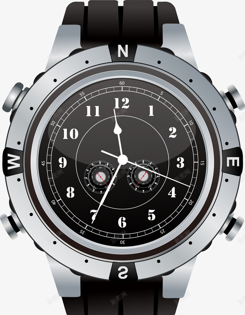手绘黑色机械手表png免抠素材_88icon https://88icon.com 手绘手表 手表 手表设计 时间 机械手表 运动手表 黑色机械手表