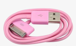 粉色苹果四代手机数据线素材