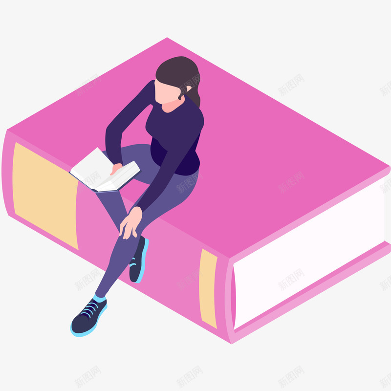 女性看书插画矢量图ai免抠素材_88icon https://88icon.com 书本 书籍 免抠PNG 图书馆 女性看书矢量插画 智慧 看书 矢量图