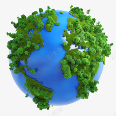 手绘绿色小叶子创意地球卡通地球环保图标图标