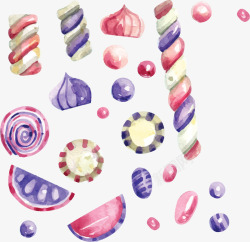 浪漫粉紫色糖果花纹矢量图素材
