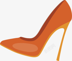 橘红色女性高跟鞋矢量图素材